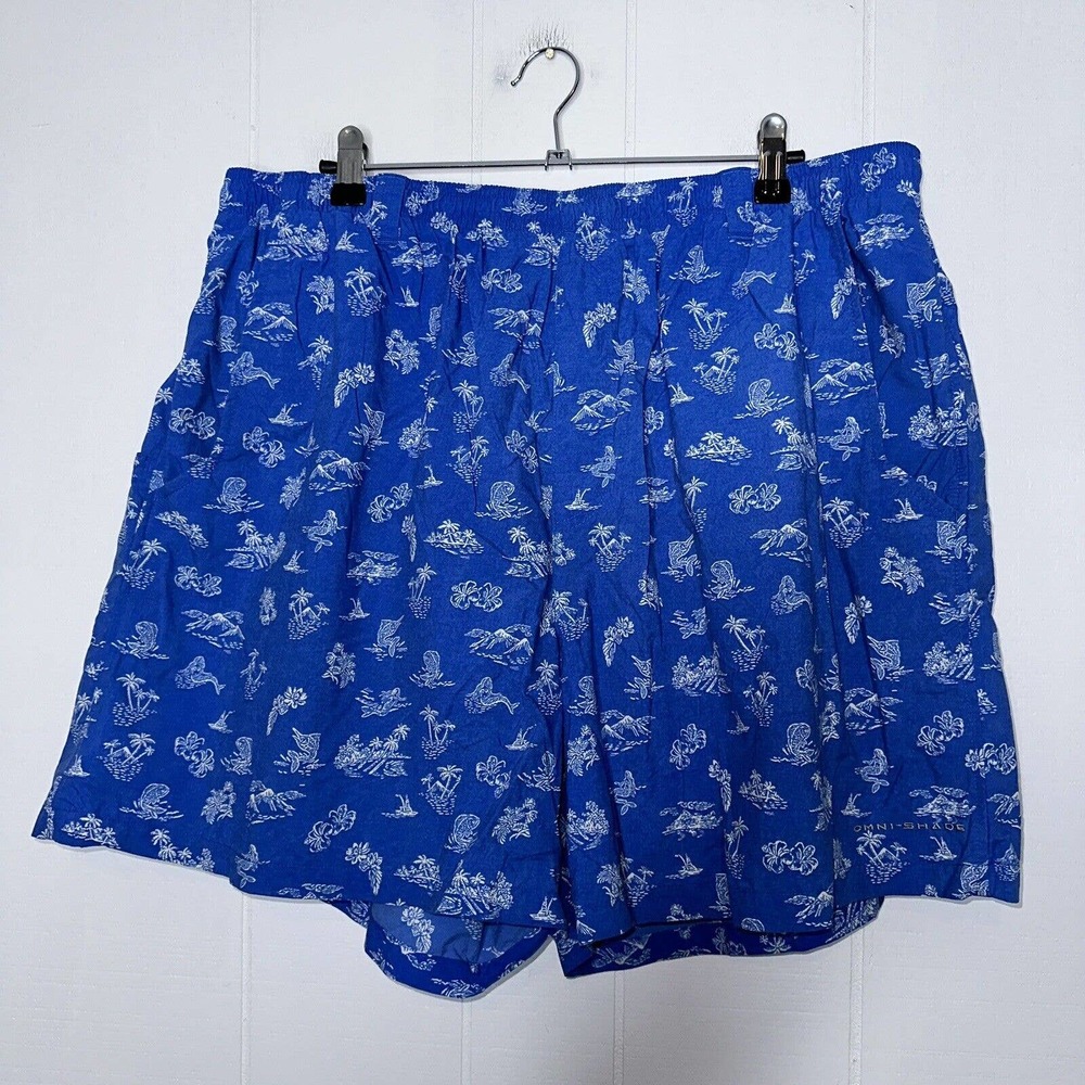 Columbia Blue Swim Trunks with White Pattern